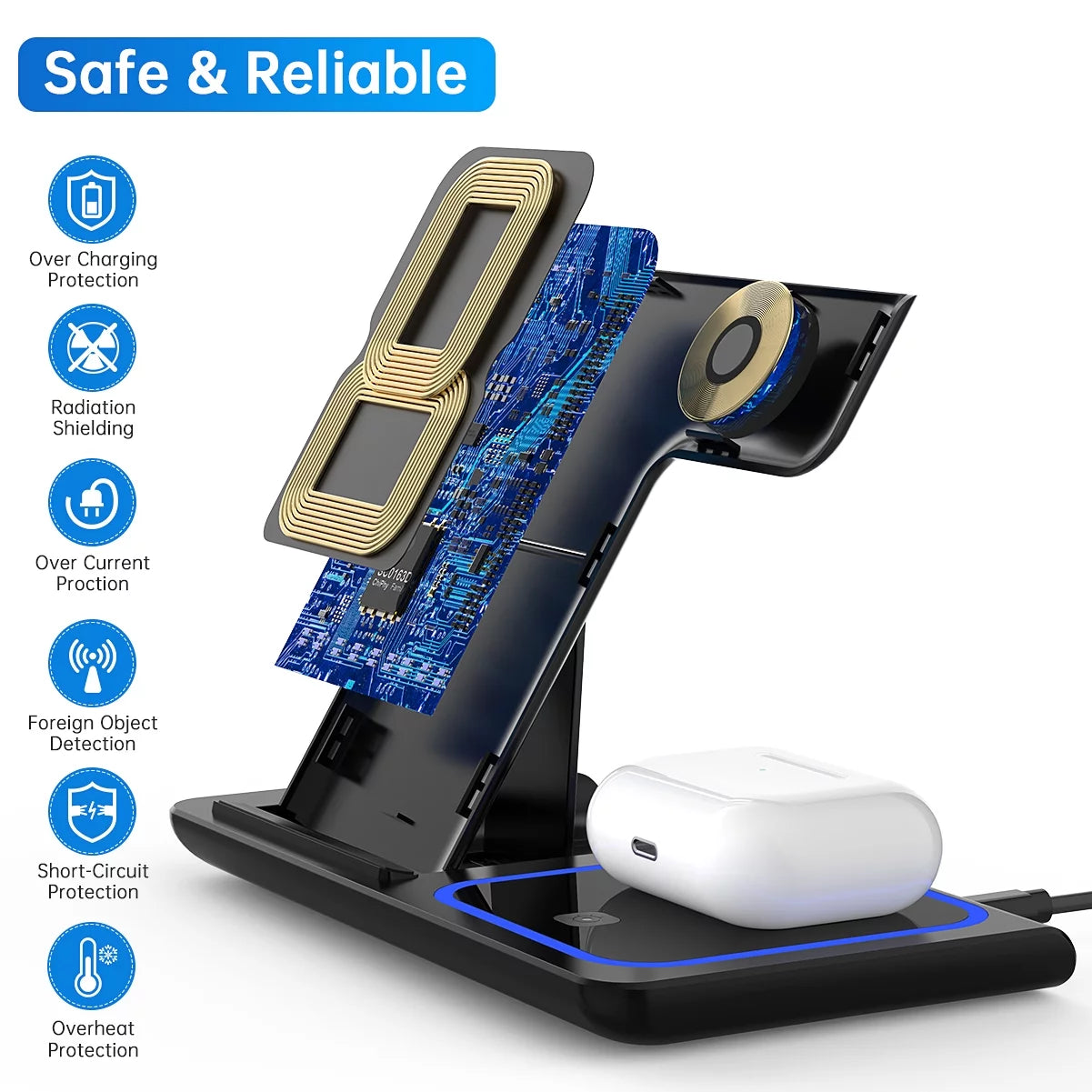 Wireless Charger, 18W Fast Iphone Charging Station for Iphone 16/15/14/13/12/11/Pro Max/Plus, 3 in 1 Wireless Charging Stand for Iwatch SE 10/9/8/7/6/5/4/3, Airpods Pro/3/2
