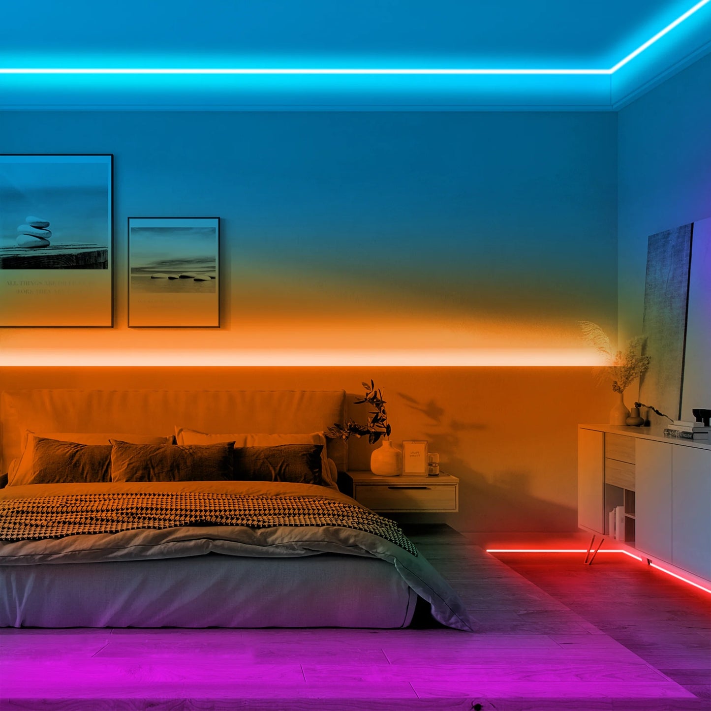 (2 Pack) 50Ft Bluetooth LED Strip Lights,Color Changing Music Sync with Remote Control,Timer Schedule,Led Lights for Room,Bedroom(App+Remote +Mic)