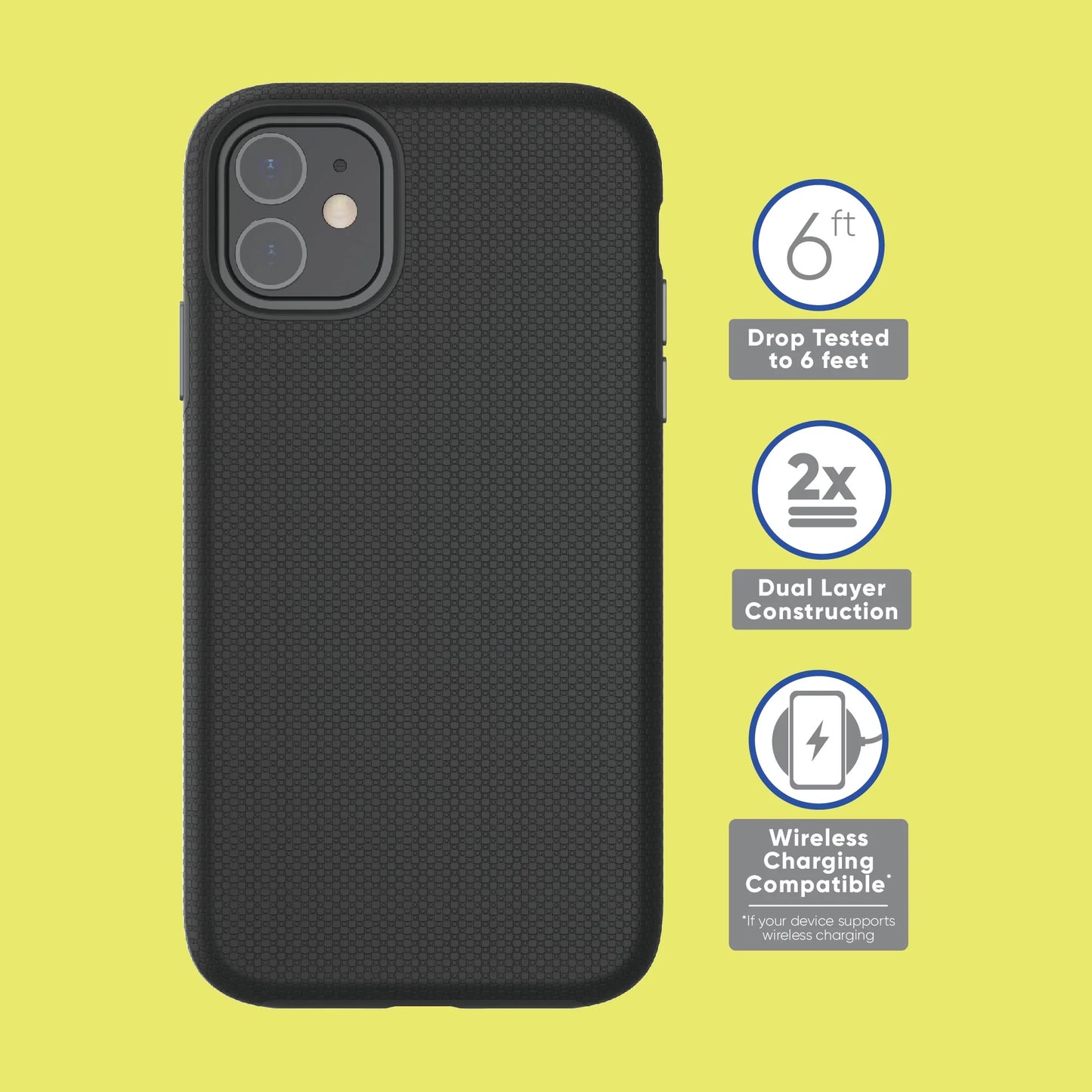 . Dual-Layer Phone Case for Iphone 11 / Iphone XR - Black