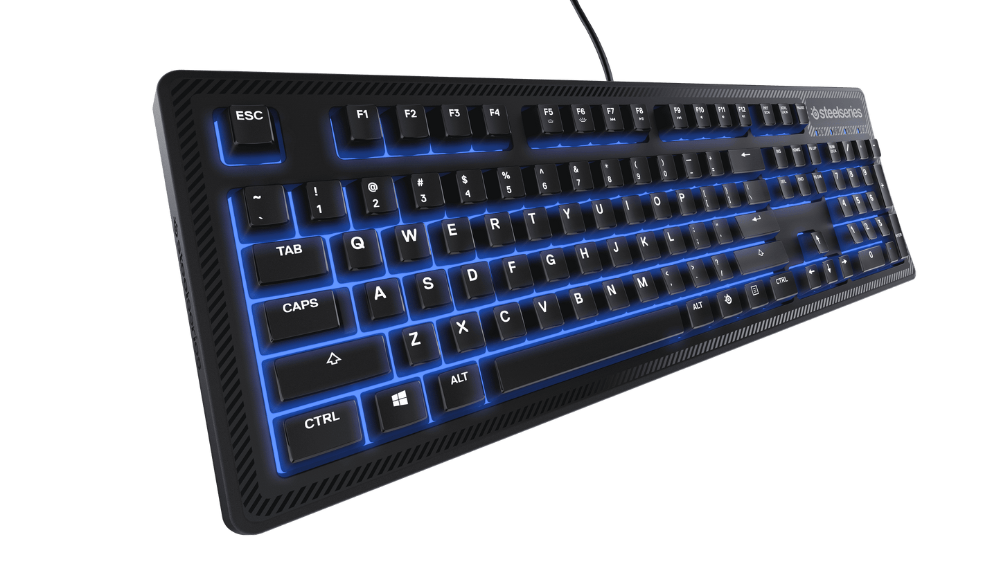 Apex 100 Gaming Keyboard - Tactile & Silent - Blue LED Backlit - Splash Resistant