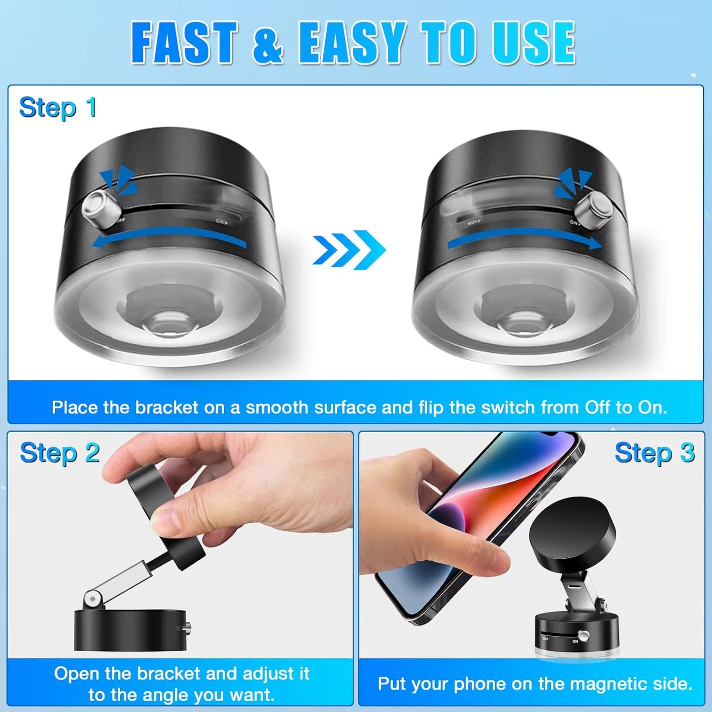 Hot 2025 Mini Vacuum Double Side Magnetic Suction Cup Holder Foldable Kitchen Lazy Phone Bracket for Iphone Android Smartphone