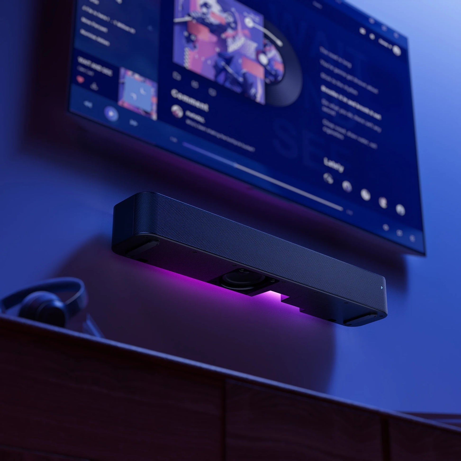 . 20" LED Soundbar with 2 Internal Speakers