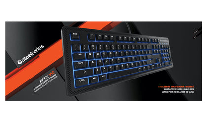 Apex 100 Gaming Keyboard - Tactile & Silent - Blue LED Backlit - Splash Resistant
