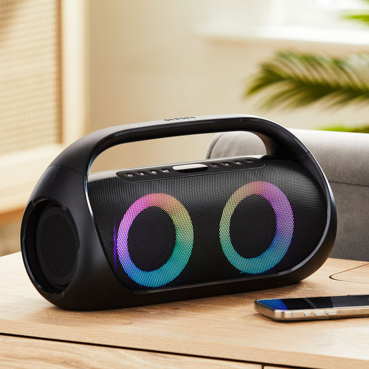 . Portable FM Boombox with LED Lighting